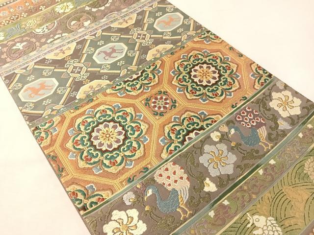 平和屋着物●六通柄袋帯 唐織 名物裂 金糸 正絹 逸品 CABJ0419vp