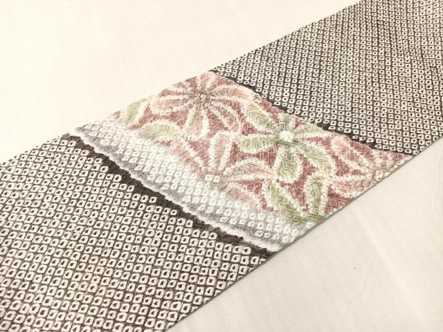 平和屋着物●名門 藤娘きぬたや・総絞り 九寸名古屋帯 吉祥花文 正絹 逸品 CABJ0421vp