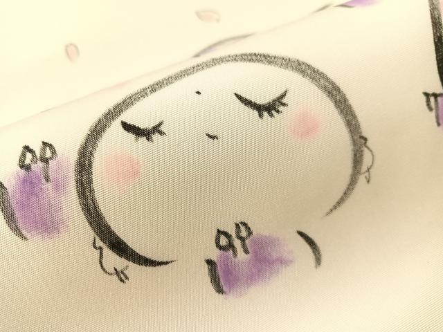 平和屋着物●塩瀬 九寸名古屋帯 手描き 人物文 正絹 逸品 CABJ0422vp