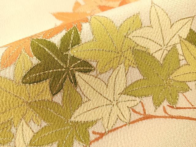 平和屋着物●銀座 志ま亀 九寸名古屋帯 楓文 金彩 鬼しぼ縮緬 正絹 逸品 CABJ0424vp