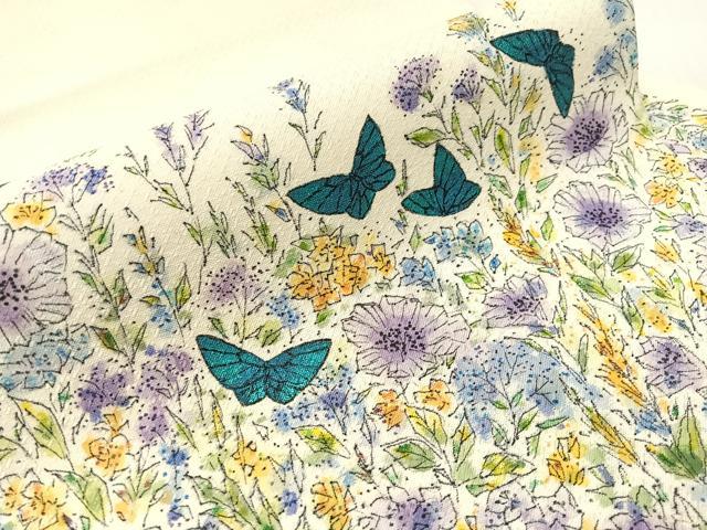 平和屋着物●九寸名古屋帯 手描き 花蝶文 正絹 逸品 CABJ0431vp