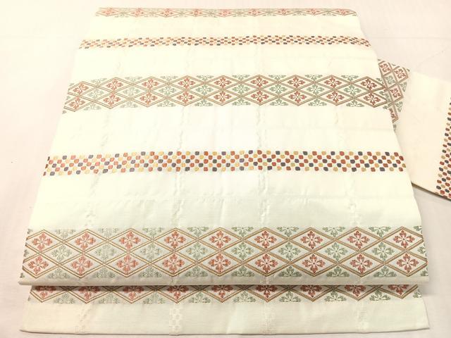 平和屋着物●九寸名古屋帯 横段花文 正絹 逸品 CABJ0433vp