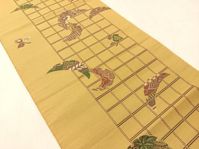 平和屋着物●本場筑前博多織 八寸名古屋帯 雪芝兎文 正絹 逸品 CABJ0435vp