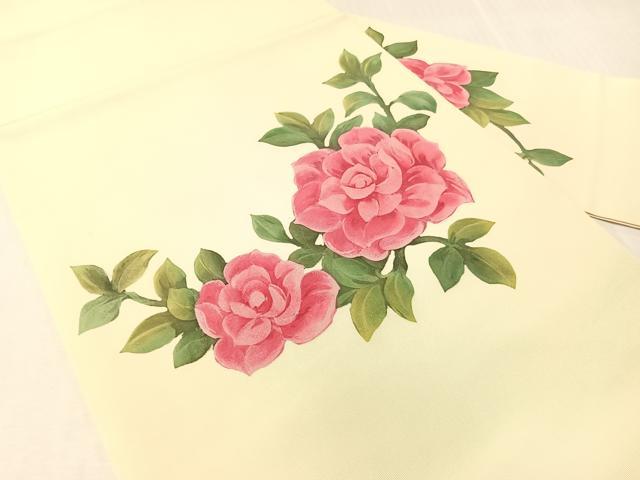 平和屋着物●塩瀬 九寸名古屋帯 ろうけつ染め 草花文 正絹 逸品 CABJ0436vp