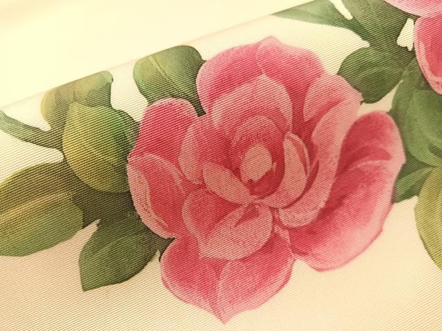 平和屋着物●塩瀬 九寸名古屋帯 ろうけつ染め 草花文 正絹 逸品 CABJ0436vp