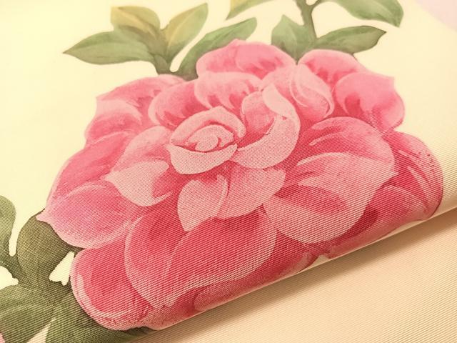 平和屋着物●塩瀬 九寸名古屋帯 ろうけつ染め 草花文 正絹 逸品 CABJ0436vp