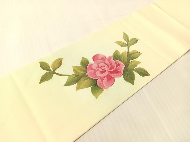 平和屋着物●塩瀬 九寸名古屋帯 ろうけつ染め 草花文 正絹 逸品 CABJ0436vp