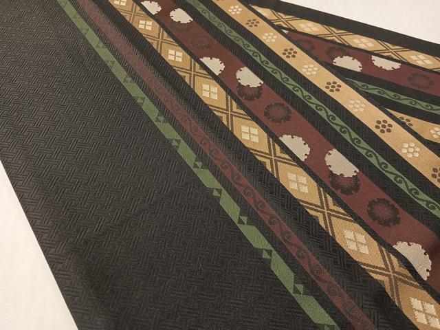 平和屋着物●全通柄 九寸名古屋帯 雪輪花間道 正絹 逸品 CABJ0441vp