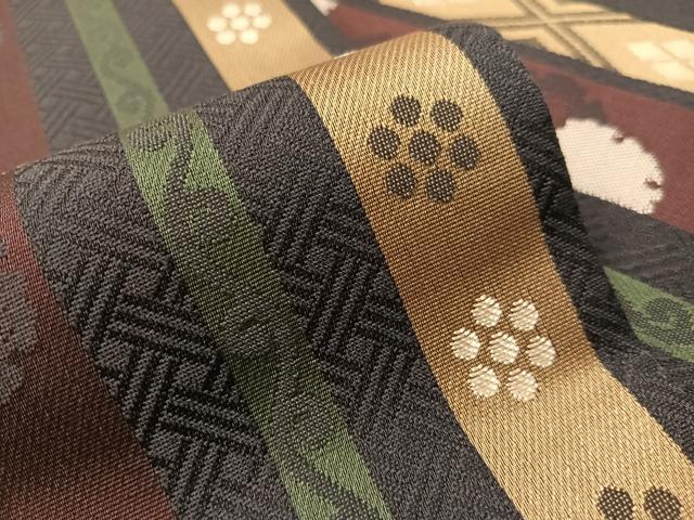 平和屋着物●全通柄 九寸名古屋帯 雪輪花間道 正絹 逸品 CABJ0441vp