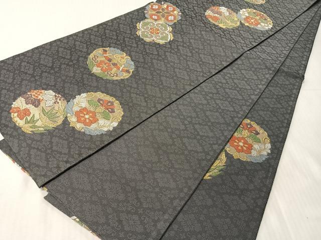 平和屋着物▽西陣 六通柄袋帯 スリーシーズン 春夏秋 桐丸華文 金糸 証紙付き 正絹 逸品 CABJ0444vp