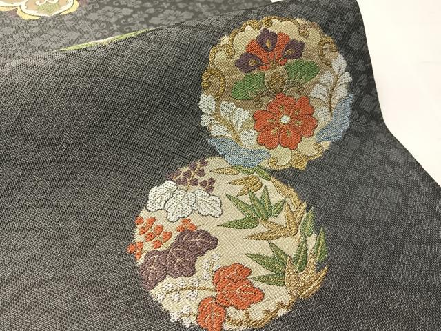 平和屋着物▽西陣 六通柄袋帯 スリーシーズン 春夏秋 桐丸華文 金糸 証紙付き 正絹 逸品 CABJ0444vp
