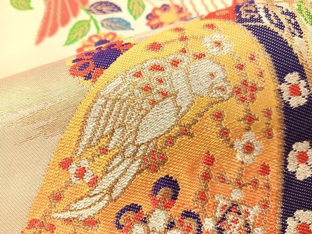 平和屋着物●龍村晋謹製 六通柄袋帯 天平威楽錦 金銀糸 正絹 逸品 CABJ0448vp