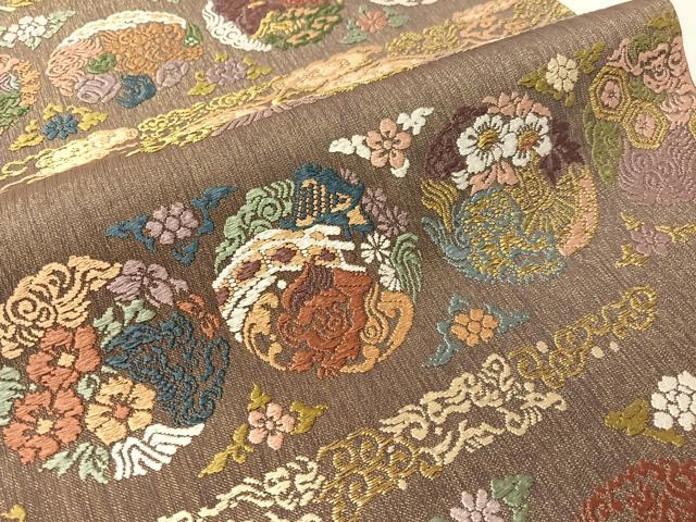 平和屋着物●六通柄京袋帯 唐織 吉祥花丸文 金糸 名古屋三越扱い 正絹 逸品 CABJ0450vp