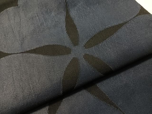 平和屋着物●西陣 六通柄 本袋帯 舞花文 黒地 正絹 逸品 CABJ0451vp