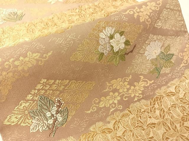 平和屋着物●西陣 いづくら謹製 六通柄袋帯 唐織 東宮御一家御印文 金糸 証紙付き 正絹 逸品 CABJ0458vp
