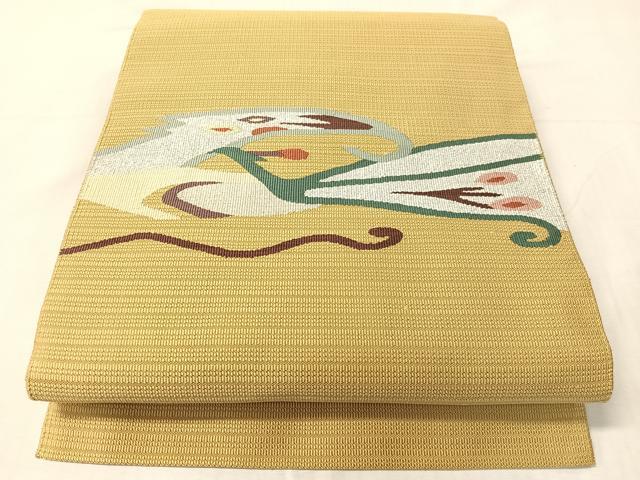 平和屋着物●八寸名古屋帯 綴れ 抽象文 銀糸 正絹 逸品 CABJ0468vp