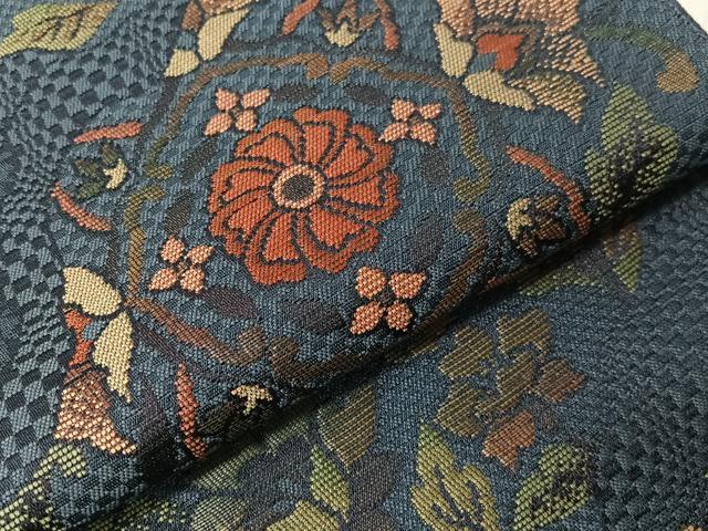 平和屋着物●本場筑前博多織 八寸名古屋帯 道長更紗文 正絹 逸品 CABJ0471vp