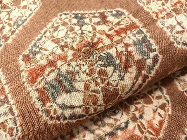 平和屋着物●九寸名古屋帯 紬地 絞り 亀甲文様 正絹 逸品 CABJ0473vp