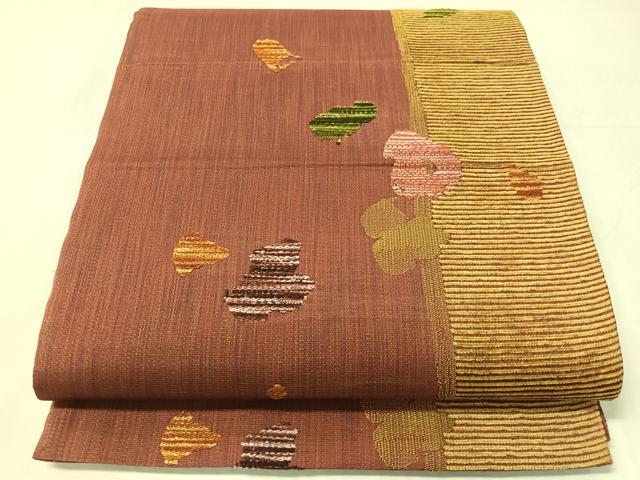 平和屋着物●六通柄袋帯 モール 紗楽 金通し地 正絹 逸品 CABJ0480vp
