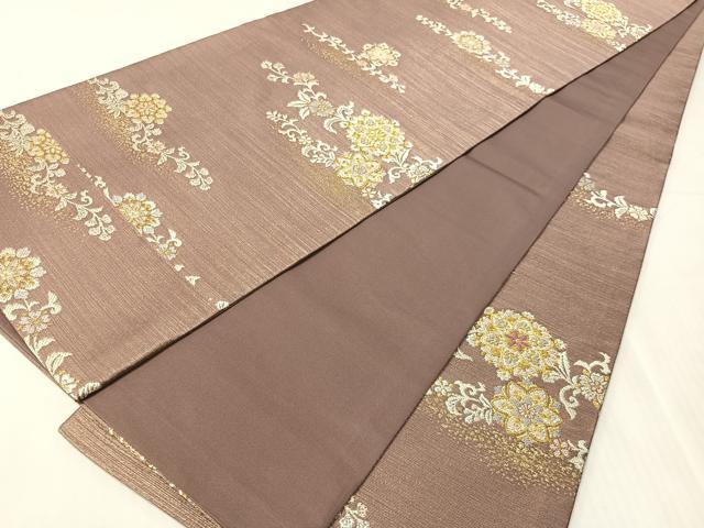 平和屋着物●六通柄袋帯 霞花唐草文 金通し地 さが美扱い 正絹 逸品 未使用 CABJ0482vp