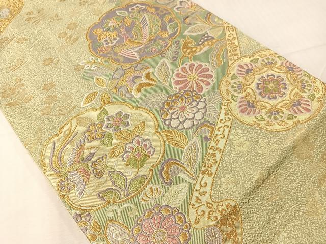 平和屋着物●六通柄袋帯 唐織 百賀 金糸 正絹 逸品 CABJ0488vp