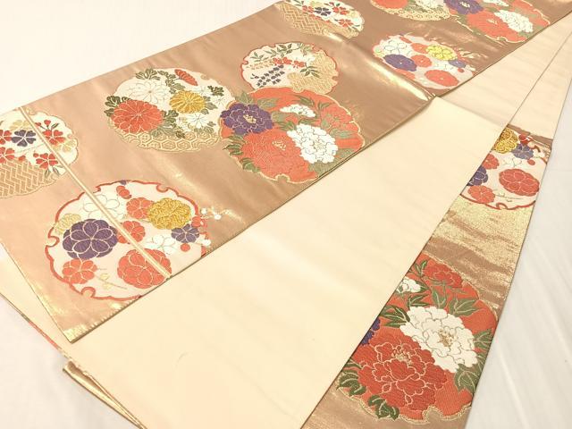 平和屋着物●六通柄袋帯 唐織 能衣小袖 金糸 正絹 逸品 CABJ0489vp
