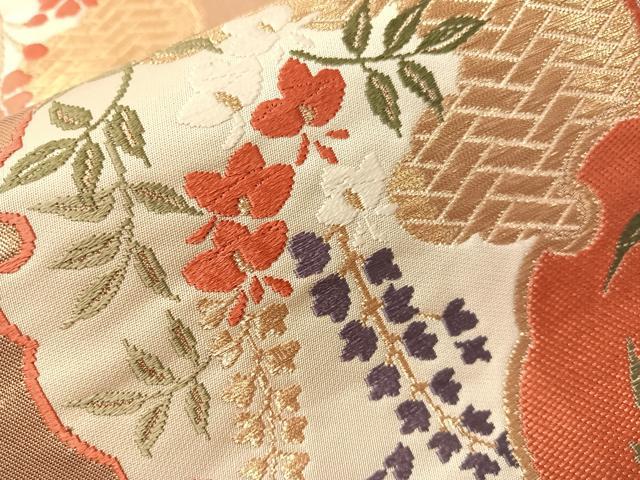 平和屋着物●六通柄袋帯 唐織 能衣小袖 金糸 正絹 逸品 CABJ0489vp
