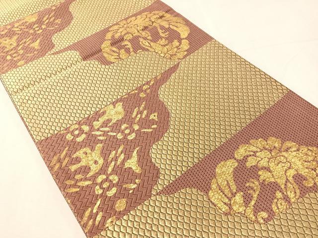 平和屋着物●全通柄袋帯 横段飛鳥文 金彩 正絹 逸品 CABJ0490vp