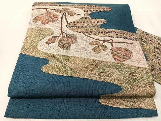 平和屋着物●九寸名古屋帯 紬地 成り物 正絹 逸品 CABJ0495vp