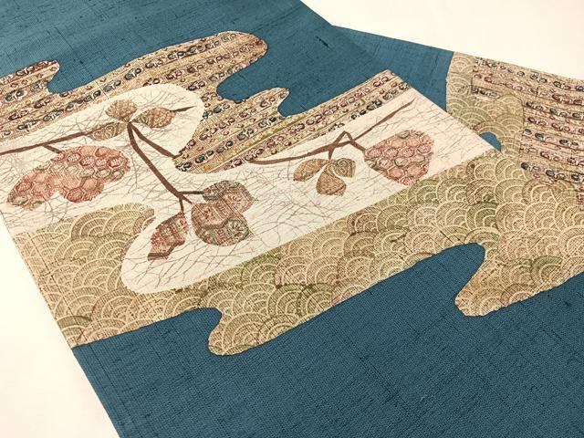 平和屋着物●九寸名古屋帯 紬地 成り物 正絹 逸品 CABJ0495vp