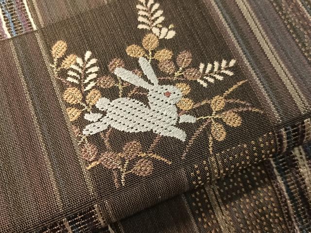 平和屋着物●ワンタッチつけ帯 市松跳び兎 金銀糸 やまと誂製 正絹 逸品 CABJ0503vp