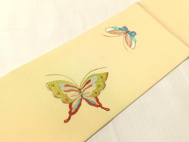 平和屋着物●総刺繍 駒刺繍 つけ帯 舞蝶文 金銀糸 正絹 逸品 CABJ0504vp