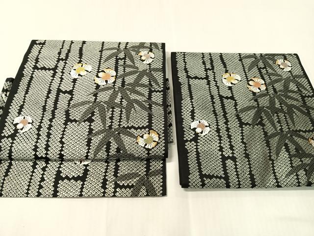 平和屋着物●つけ帯 唐織 ふくら雀 黒地 金糸 正絹 逸品 CABJ0506vp