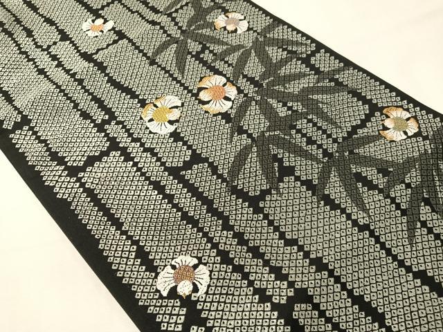 平和屋着物●つけ帯 唐織 ふくら雀 黒地 金糸 正絹 逸品 CABJ0506vp