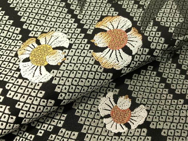 平和屋着物●つけ帯 唐織 ふくら雀 黒地 金糸 正絹 逸品 CABJ0506vp