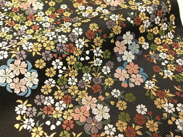 平和屋着物●西陣 山下織物謹製 六通柄袋帯 唐織 葉桜 黒地 金糸 証紙付き 正絹 逸品 未使用 CABJ0508vp