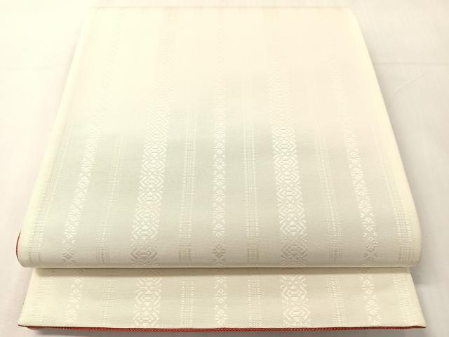 平和屋着物●本場筑前博多織 両面 全通柄京袋帯 献上 白色 正絹 逸品 CABJ0514vp
