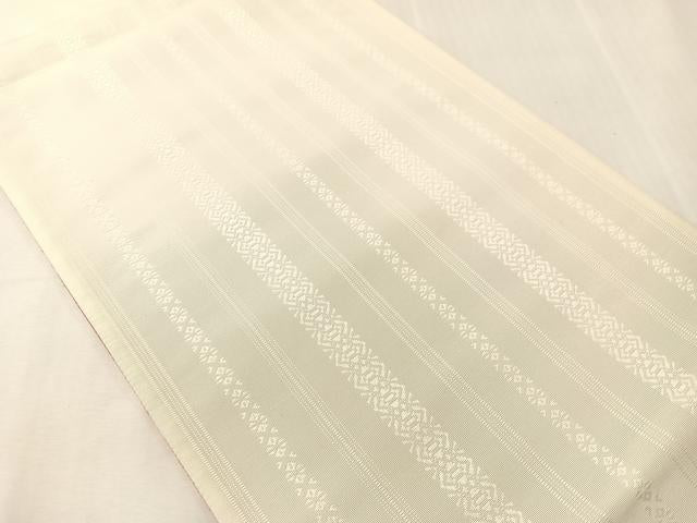 平和屋着物●本場筑前博多織 両面 全通柄京袋帯 献上 白色 正絹 逸品 CABJ0514vp