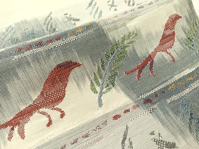 平和屋着物●八寸名古屋帯 紬地 横段抽象文 正絹 逸品 CABJ0515vp