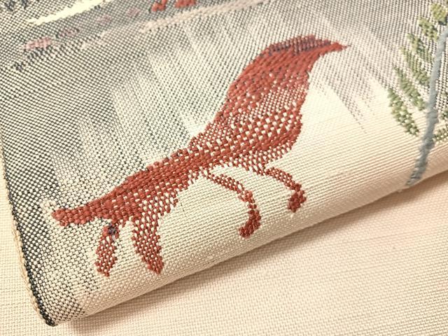 平和屋着物●八寸名古屋帯 紬地 横段抽象文 正絹 逸品 CABJ0515vp