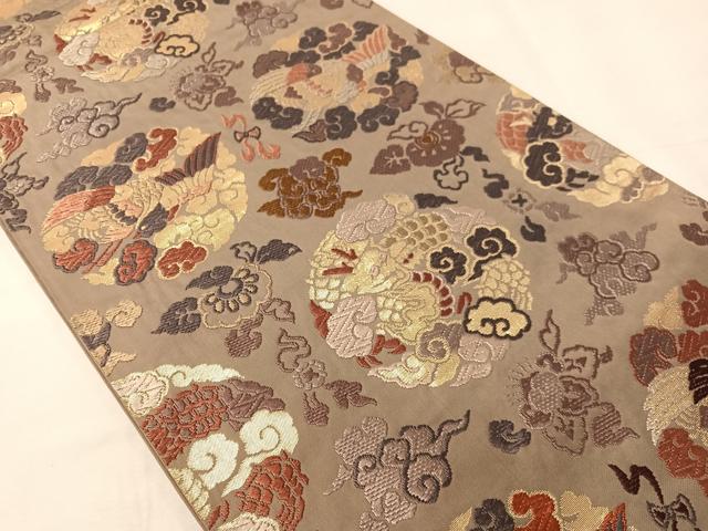 平和屋着物●六通柄袋帯 唐織 雲龍丸文 金糸 正絹 逸品 CABJ0520vp