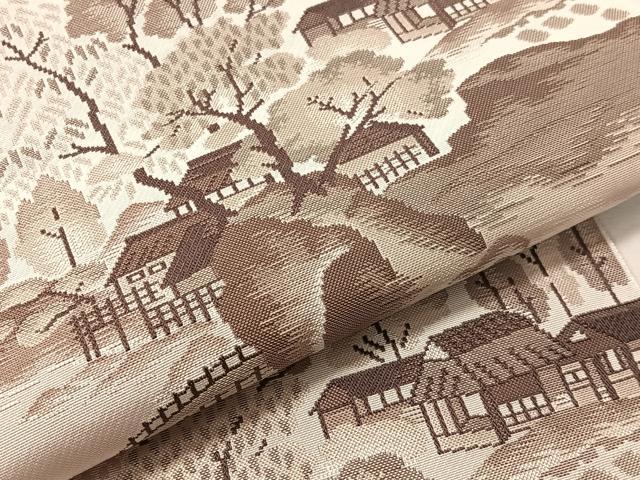 平和屋着物●本場筑前博多織 八寸名古屋帯 風景文 献上 正絹 逸品 未使用 CABJ0522vp