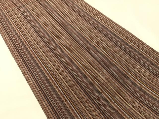 平和屋着物●両面 全通柄袋帯 紬地 切嵌 間道 正絹 逸品 CABJ0528vp