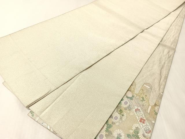 平和屋着物●太鼓柄袋帯 綴れ 鏡裏花文 金銀彩 正絹 逸品 CABJ0530vp