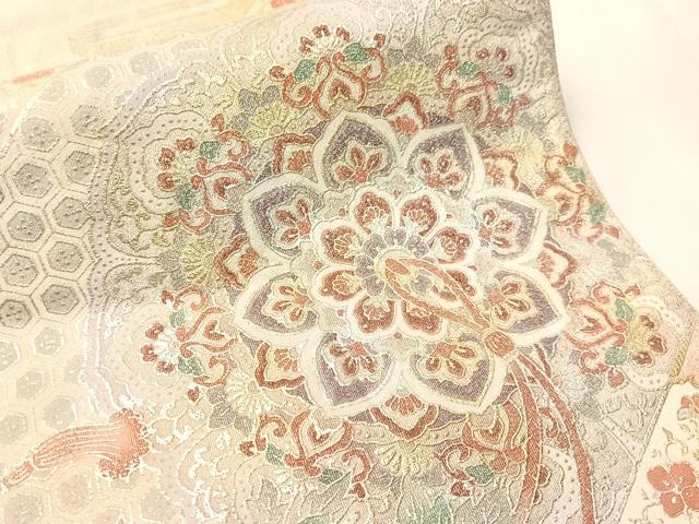 平和屋着物●太鼓柄袋帯 綴れ 鏡裏花文 金銀彩 正絹 逸品 CABJ0530vp