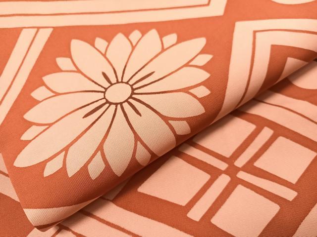 平和屋着物●塩瀬 九寸開き名古屋帯 型染め 菱吉祥花文 正絹 逸品 CABJ0532vp