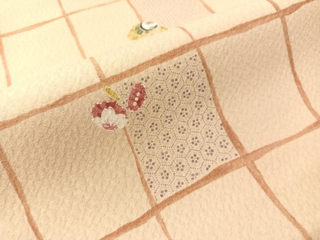 平和屋着物●全通柄袋帯 格子花文 長尺 CABJ0535vp