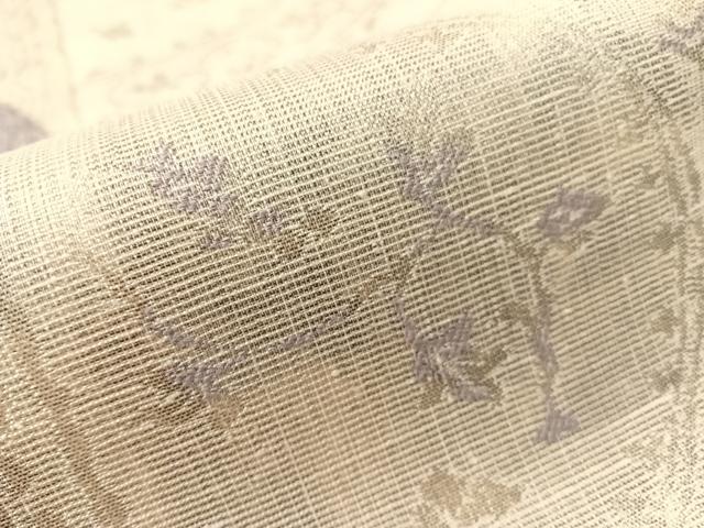 平和屋着物▽西陣 米田織物謹製 六通柄袋帯 スリーシーズン 春夏秋 紬地 花絵皿間道 銀糸 証紙付き 日本製 正絹 逸品 未使用 CABJ0563vp