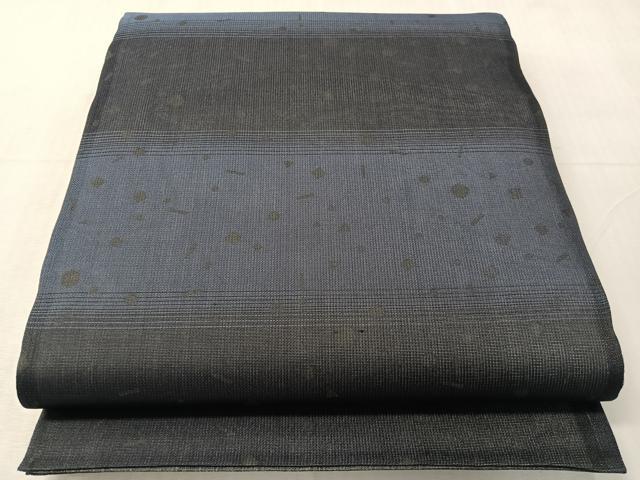 平和屋着物▽西陣 辻梅機業店謹製 両面 六通柄袋帯 スリーシーズン 春夏秋 櫛織 藍 草花文 銀糸 証紙付き 日本製 逸品 未使用 CABJ0564vp