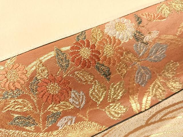 平和屋着物●六通柄袋帯 唐織 綴れ 横段花鳥風景文 金銀糸 正絹 逸品 CABJ0569vp